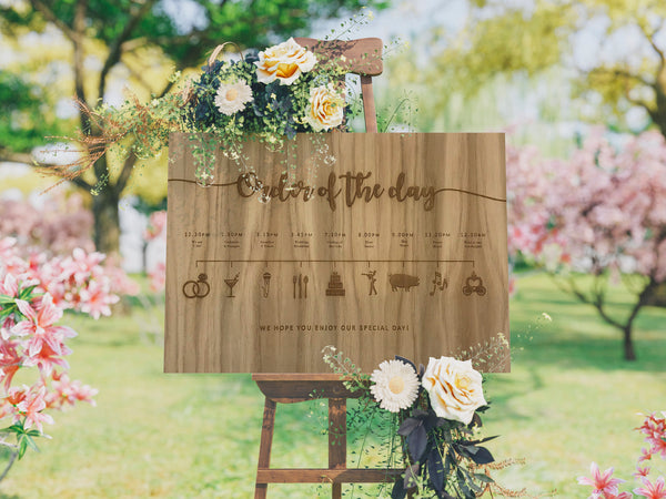Oak Wedding Order of the Day Sign