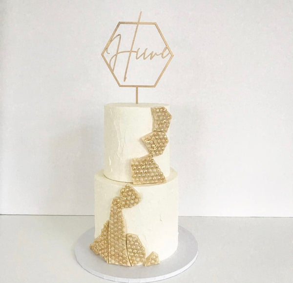 Custom Geometric Cake Topper - Personalisable Name Age Wedding