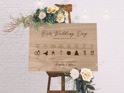 Oak Wedding Order of the Day Sign