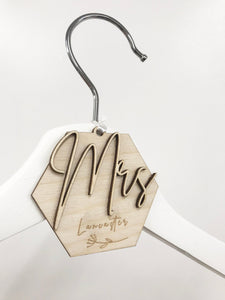 Personalised Wooden Wedding Dress hanger Tag