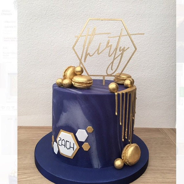 Custom Geometric Cake Topper - Personalisable Name Age Wedding