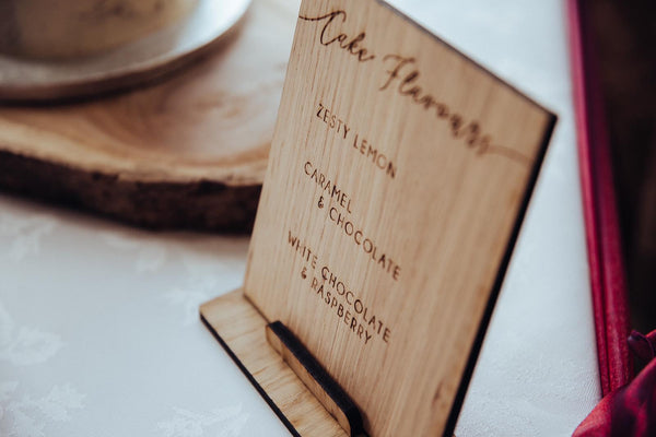 Wooden Wedding Cake Flavour Board