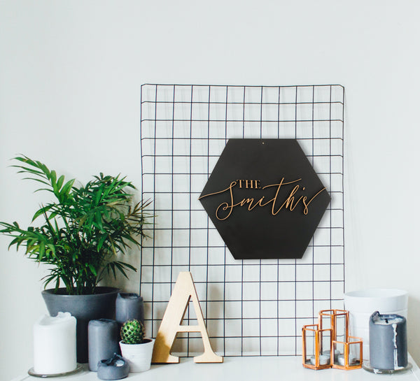 3D Lettered Hexagon Name Wall Plaque