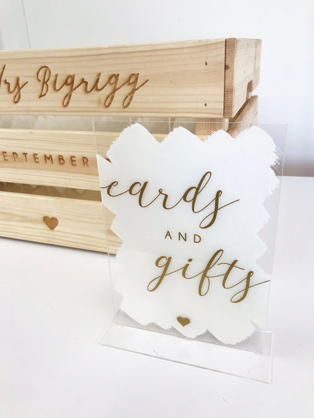 Perspex Cards and Gifts Table Sign