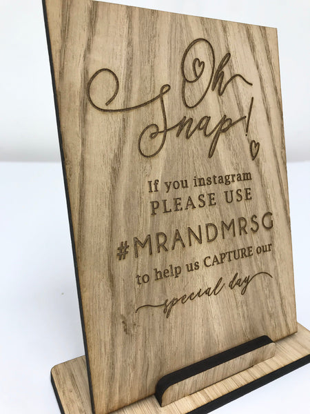 Wooden Instagram Hashtag Wedding Sign