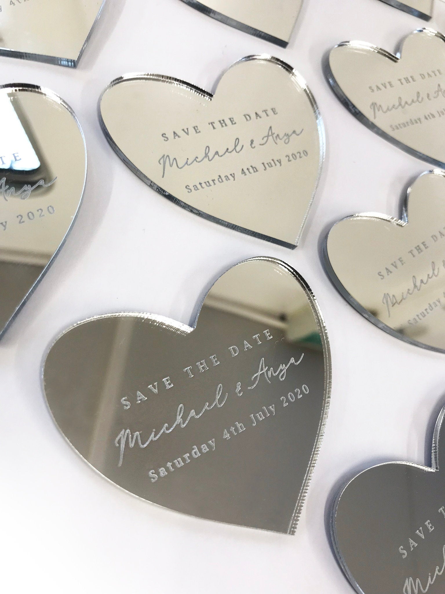 Mirrored Acrylic Save The Dates