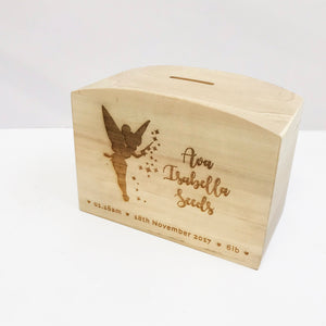 Tinkerbell Personalised Wooden Money Box