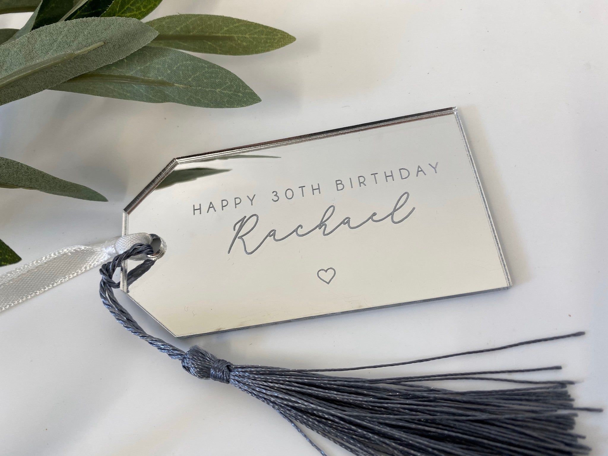 Personalised deluxe engraved mirrored acrylic gift tag