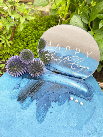 Mirrored Acrylic Engraved Birthday Cake Topper