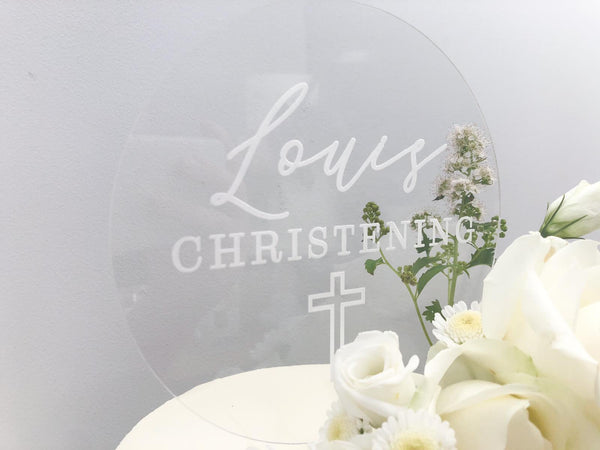 Clear Perspex Engraved Acrylic Cake Topper