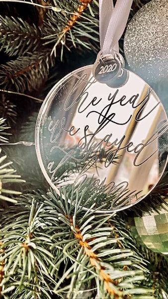 The Year We Stayed At Home Silver Mirror 2020 Bauble