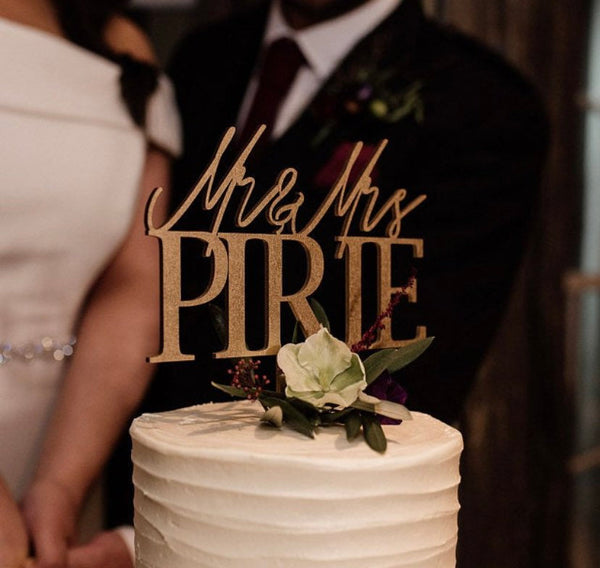 Mr & Mrs Personalised Mirror Acrylic Wedding Cake Topper