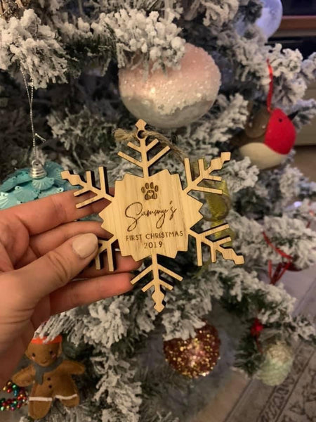 First Christmas Wooden Snowflake Bauble