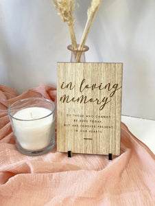In Loving Memory Oak Wedding Sign