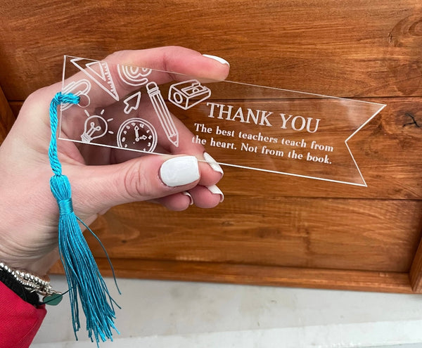 Teacher Bookmark Thank You Gift - Personalised leaving end of term acrylic book mark