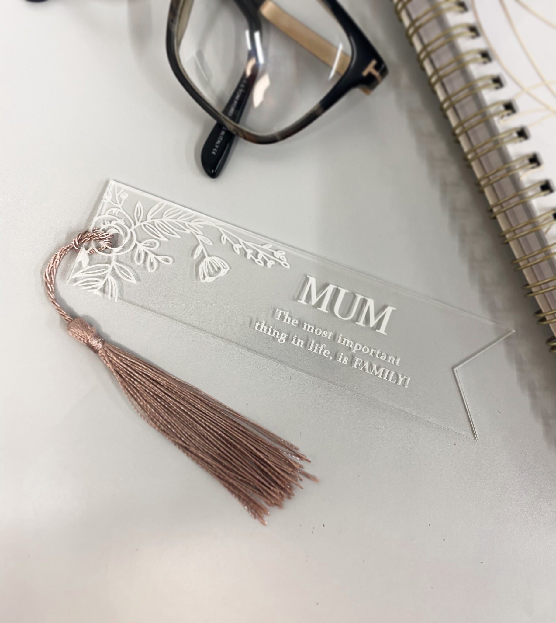 Floral Personalised clear acrylic bookmark - Mother's Day gift