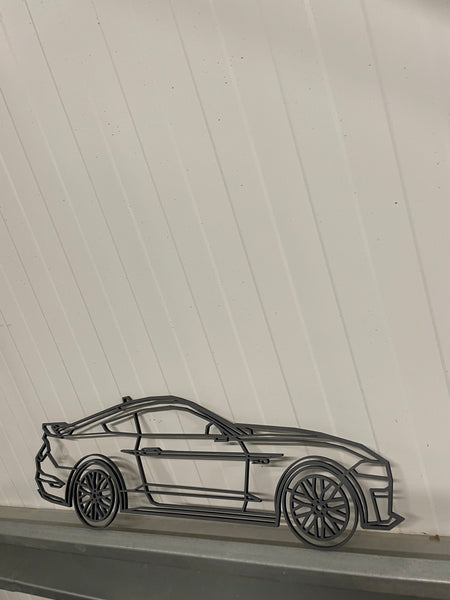 Ford Mustang V8 Car Wall Art Line Drawing 3D Wooden Cut Out
