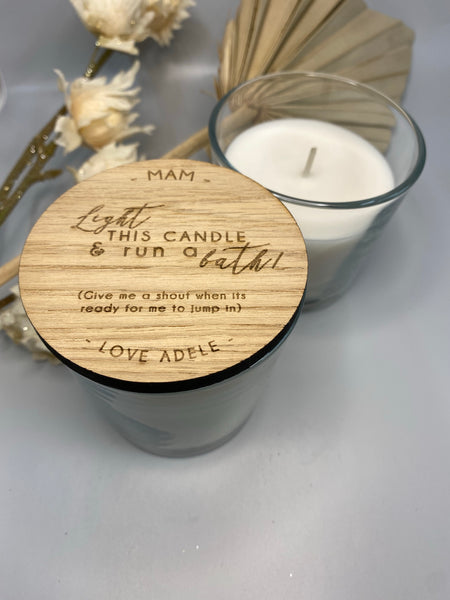 Personalised Mother’s Day Candle - Glass Candle Jar Wooden Lid - Engraved - Mam, Mum, Grandma - Gift Box