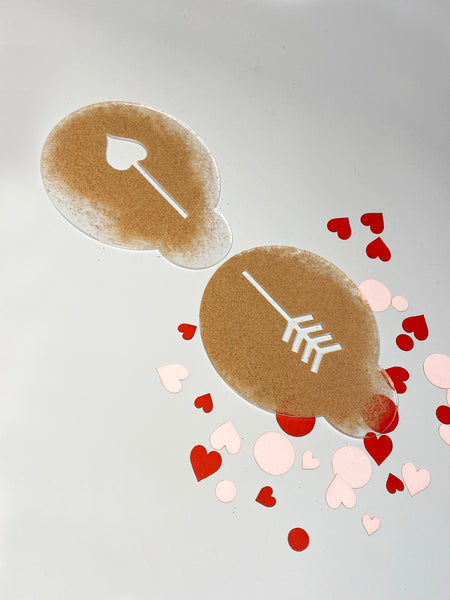 Cupid's Love Arrow Valentine's Duo Hot Drink Coffee Stencil