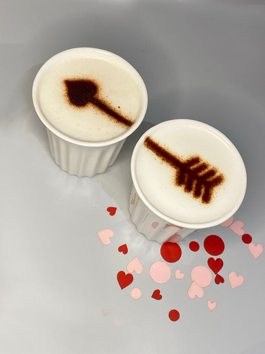 Cupid's Love Arrow Valentine's Duo Hot Drink Coffee Stencil