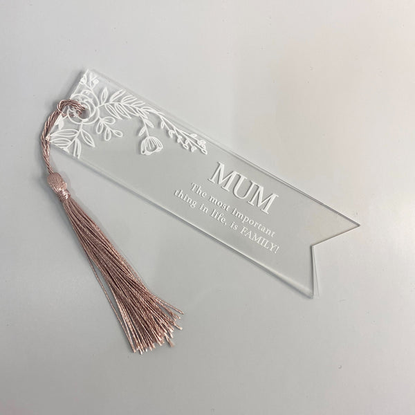 Floral Personalised clear acrylic bookmark - Mother's Day gift