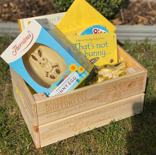 Personalised Easter Box Crate - Chocolate Hamper Basket