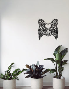 Papillon Dog Geometric 3D Wooden Wall Art