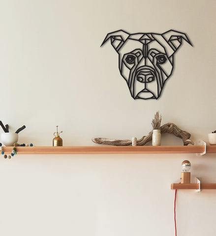Pitbull Dog Geometric 3D Wooden Wall Art