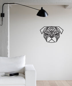 Pug Dog Geometric 3D Wooden Wall Art