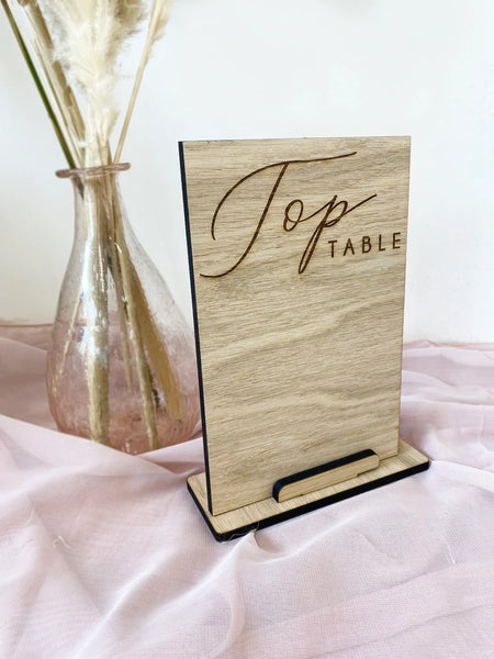 Table Numbers Oak Engraved Wedding Stationary