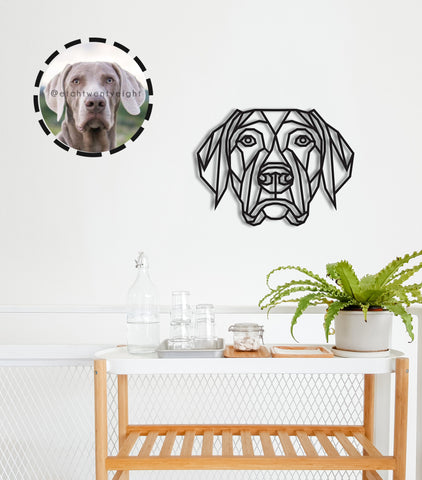 Weimaraner Dog Geometric Wooden Wall Art