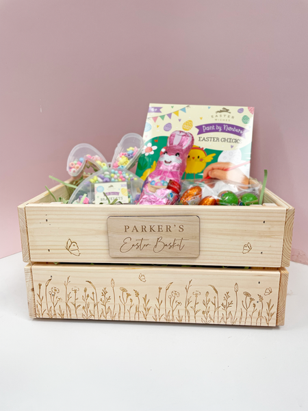 Wild Flower Personalised Easter Hamper Basket Box Crate